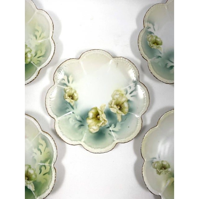Antique Reinhold Schlegelmilch German Porcelain Flower Plates - Set of 5 For Sale - Image 4 of 7