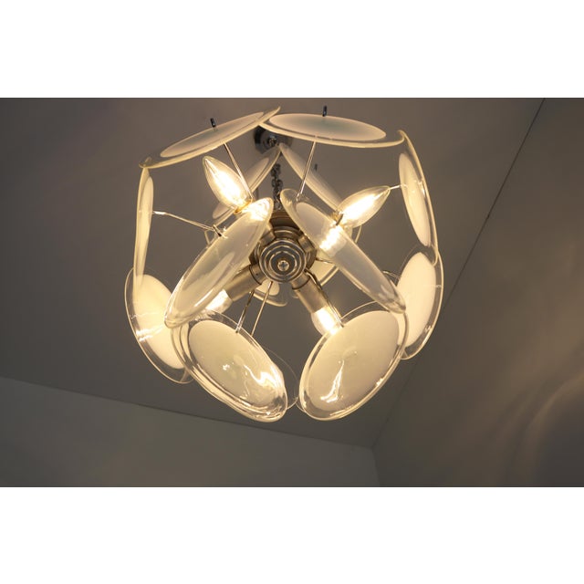 Vintage Italian Murano Glass Disc Chandelier attributed to Gino Vistosi, 1970s For Sale - Image 7 of 16
