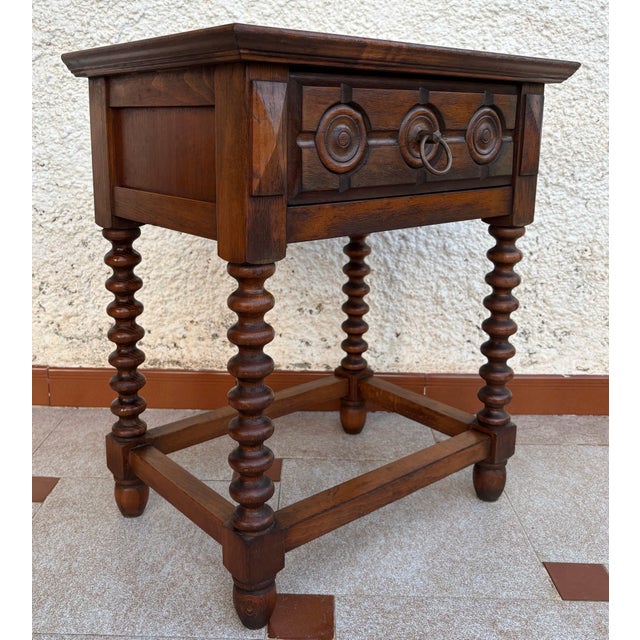 Spanish Carved Wood Side Table, Mid 20th-Century For Sale - Image 4 of 12