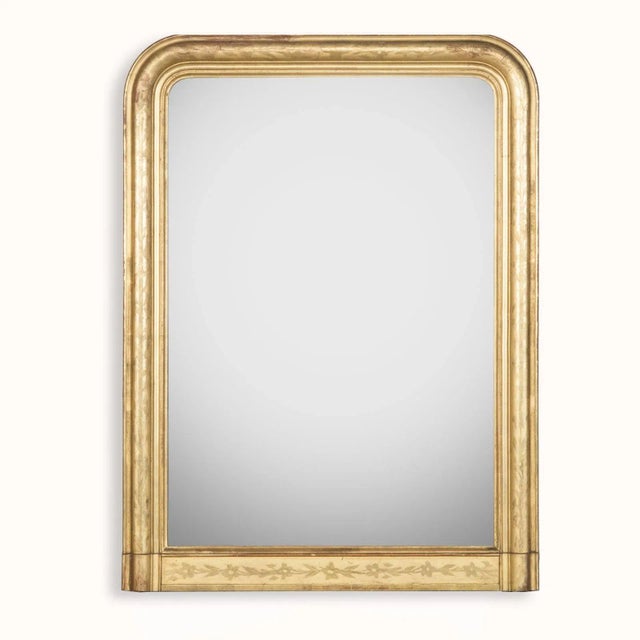 19th Century Louis Philippe Mirror with Flower Etchings For Sale - Image 6 of 7