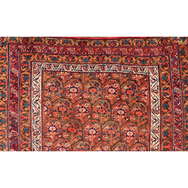Fine Persian Antique Afshar Rug in Orange and Copper Background & Multi Colors 4'2 X 5'2 For Sale In Atlanta - Image 6 of 12