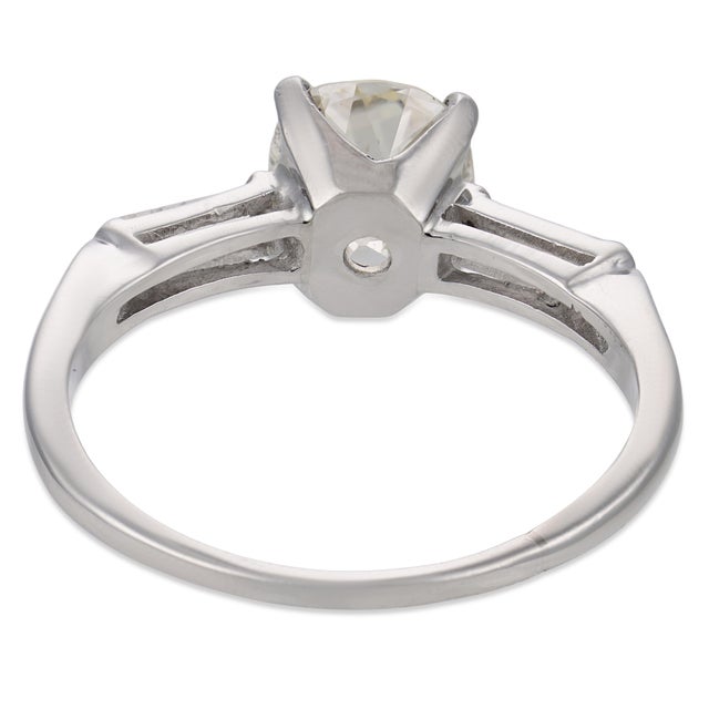 Mid Century Gia 1.80 Carat Diamond Platinum Engagement Ring, Size 7.5 For Sale In Los Angeles - Image 6 of 6