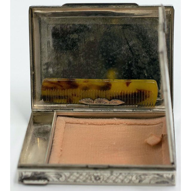 Vintage Art Nouveau Silver Powder Case, Italy, 20th Century For Sale - Image 5 of 6