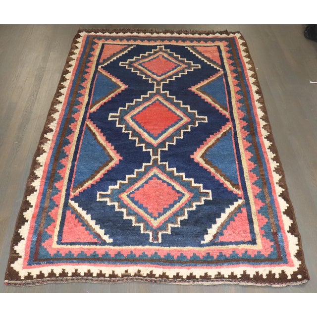 Textile Antique Geometric Persian Gabbeh Rug, 4'8'' X 7'4'' For Sale - Image 7 of 11
