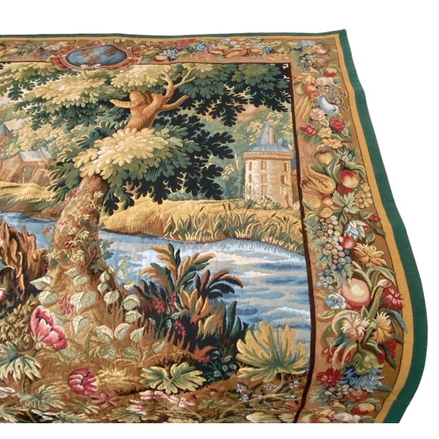 Late 20th Century Flemish Style Jacquard Loomed French Tapestry - 60” X 60” For Sale In Chicago - Image 6 of 11