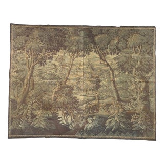 Mid-Century French Aubusson Jacquard Halluin Verdure Mallard Tapestry, 1940s For Sale
