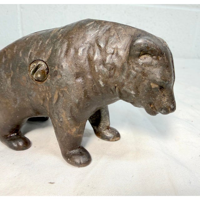 Antique 1910 Cast Iron Pre-Teddy Bear Animal Still Coin Bank by Arcade Foundry For Sale - Image 9 of 9