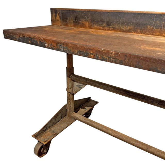 Burnt Orange American Industrial Console Table For Sale - Image 8 of 13
