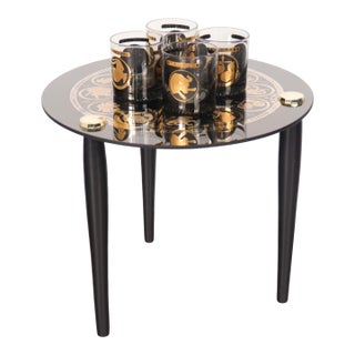 Vintage Zodiac Astrology Table and Glass Set by Federal Glass - 5 pcs For Sale