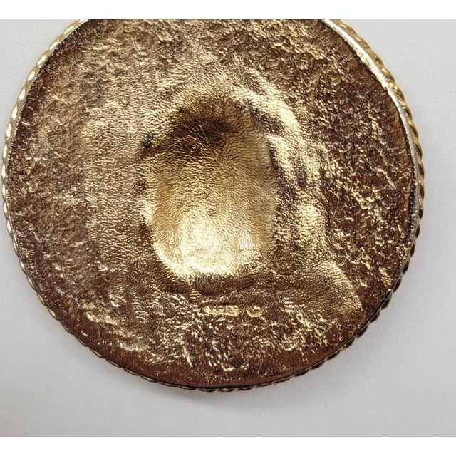 Gold Vintage 1960s Signed Napier Baroque Style Goldtone Round Pendant Necklace For Sale - Image 8 of 9