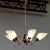 Beautiful German 'sputnik' chandelier with five arms in brass with art glass shades. This chandelier is in allover good...