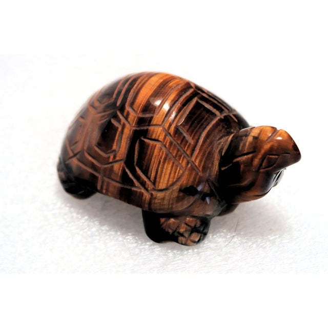 Vintage Hand-Carved Tigers Eye Miniature Turtle - Symbol of Tranquility and Steadfastness; Said to Teach You to Take Your Time and Enjoy Life For Sale - Image 16 of 18