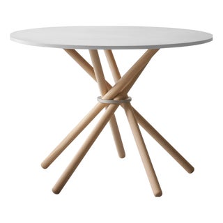 Hector Dining Table 105 with Concrete Top and Light Oak Legs by Eberhart Furniture For Sale