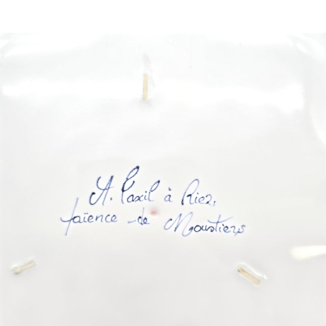 A. Faxil Moustiers Provence Faience Hand-Painted Scalloped Plates, Set of Three For Sale - Image 15 of 15