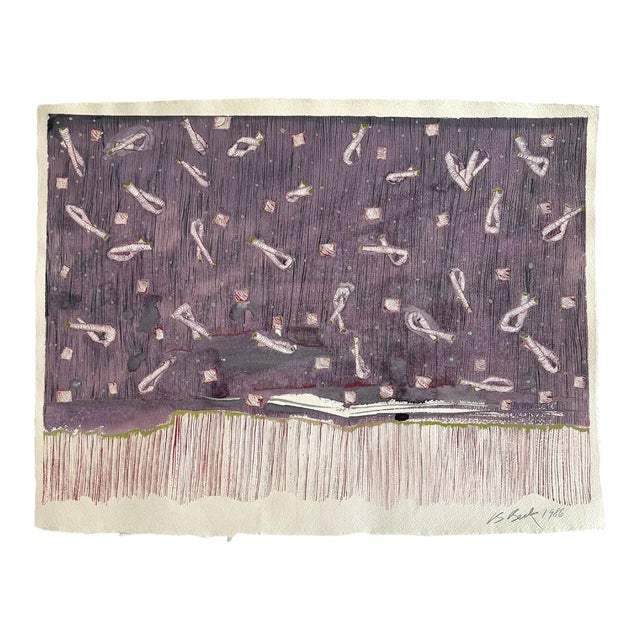 Barbara Beck 1986 Abstract Acrylic Painting on Paper - Signed/Dated/Unframed For Sale