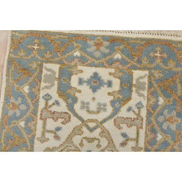 Textile Oushak Runner 2’7” X 7’10” Ivory Wool Tribal Hand-Knotted Oriental Rug For Sale - Image 7 of 13