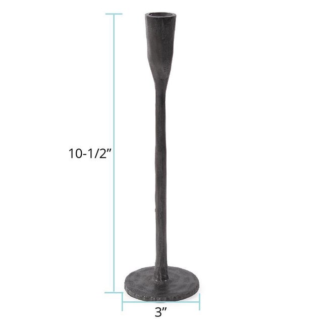 Asher Sculpted Cast Aluminum Candlestick in Ebony- Short For Sale - Image 9 of 11