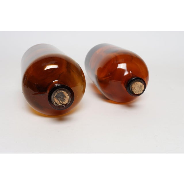 Set of Two Vintage Amber Glass Apothecary Bottles by Owens-Illinois Glass Co. For Sale In New York - Image 6 of 18