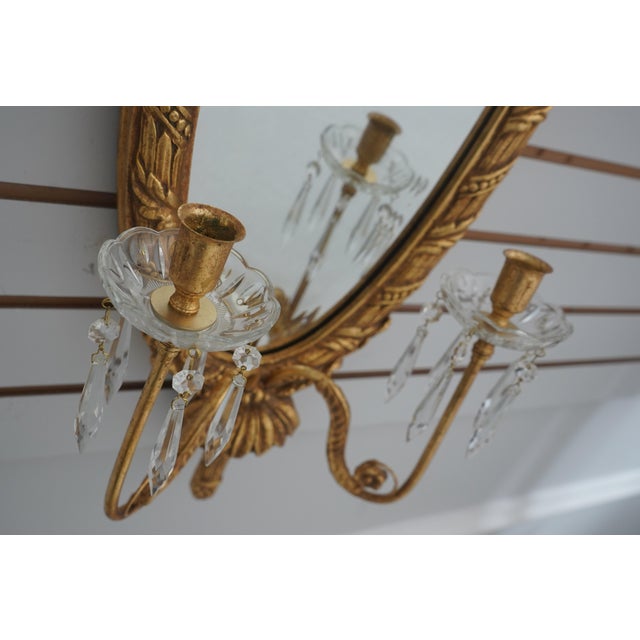 1980s Pair Friedman Brothers Gold Gilt Candelabra Sconces For Sale - Image 5 of 12