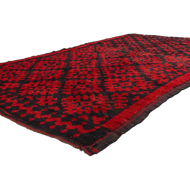 21884 Vintage Talsint Moroccan Rug, 06'01 x 10'01. The Crimson Sanctuary: A Vintage Talsint Moroccan Masterpiece of Tribal...