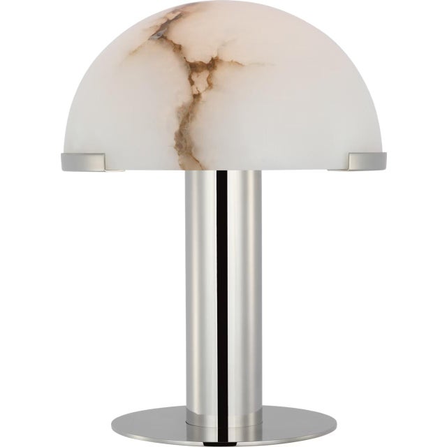 Modern Kelly Wearstler by Visual Comfort Signature Melange 12" Rechargeable Table Lamp in Polished Nickel with Alabaster Shade For Sale - Image 3 of 3