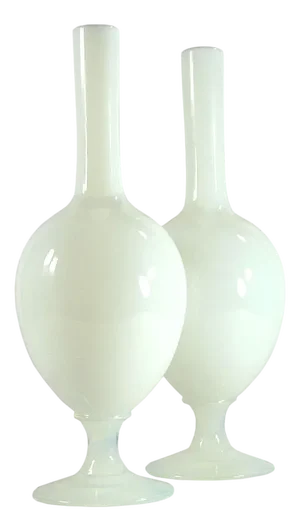 Vintage Opal Glass Vases, 1950s, Set of 2