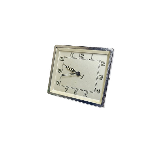 Silver Vintage French Clock, 1930s For Sale - Image 8 of 9
