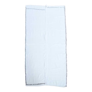 1970s Vintage Handmade Wool Cotton White Runner Rug For Sale