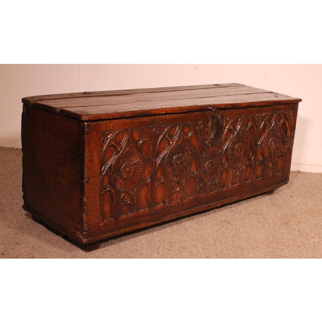 Gothic Oak Chest, Northern France For Sale - Image 3 of 15