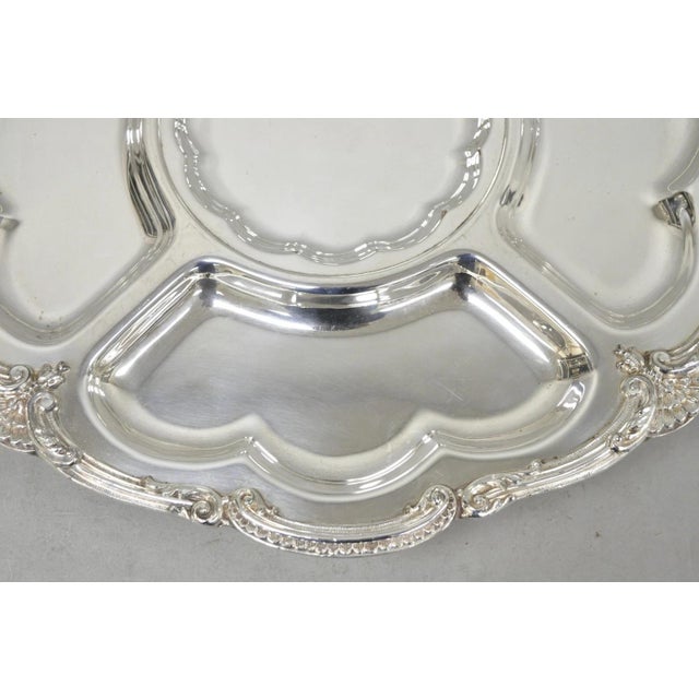 Metal Vintage Victorian Silver Plated Lazy Susan Revolving Serving Platter Party Tray For Sale - Image 7 of 14