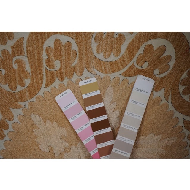 Uzbek Suzani Centerpiece Fabric, Hand Embroidered Table Textile 4'4'' X 4'5'' For Sale - Image 10 of 10