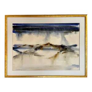 1973 Abstract Napa Valley Landscape Watercolor by Anne Breiholz
