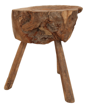 Primitive Wabi Sabi Wooden Chopping Block Side Table, Early 20th Century