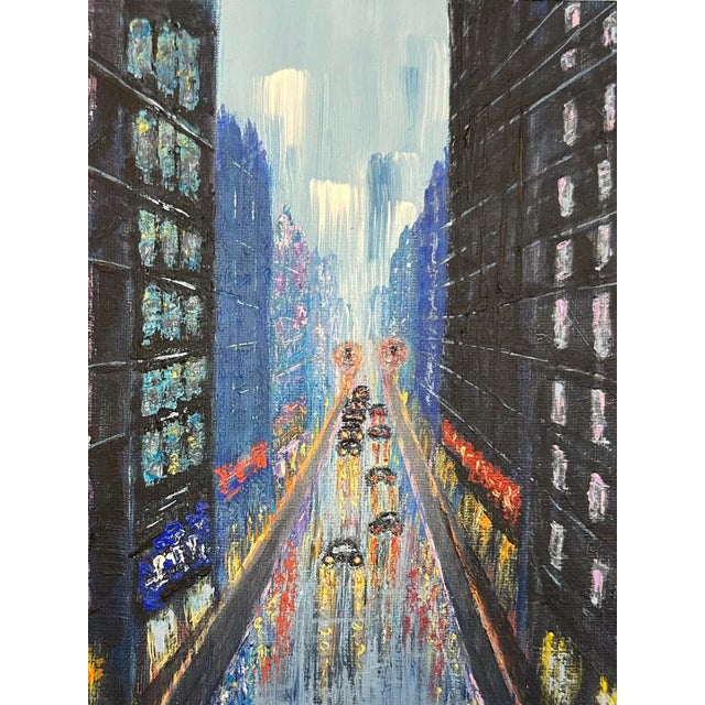 This unique landscape painting is titled "Cityscape 1" and is size 8" x 8". This unique art depicts a wonderful landscape...