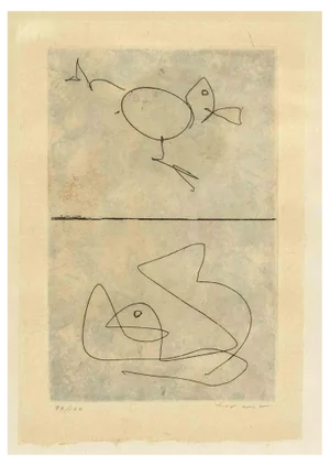 Max Ernst, Untitled (Two Birds), Etching, 1972
