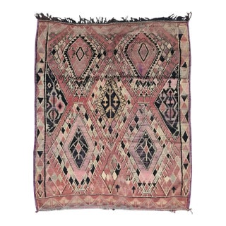 1970s Blush Pink Tribal Berber Rug - 7.2 X 5.7 Ft For Sale