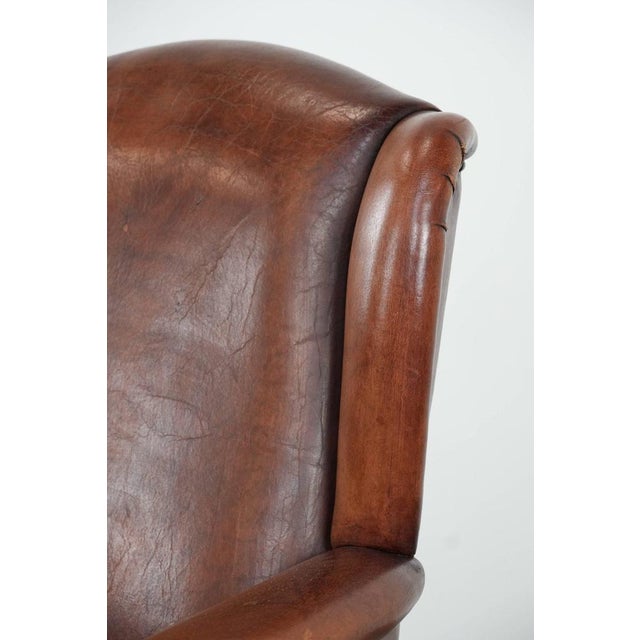 Vintage Wing Chair in Sheepskin Leather For Sale - Image 11 of 17