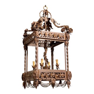 Large French Wrought Iron Lantern For Sale