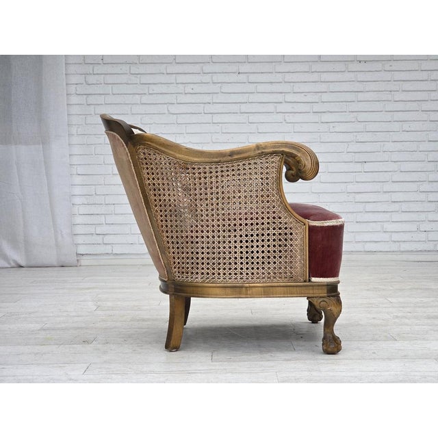 Vintage Danish Chair in Woven Wool and Velour, 1940s For Sale - Image 18 of 18
