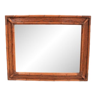 Vintage Hollywood Regency Style Faux Bamboo Wall Mirror by Dart Ind. For Sale