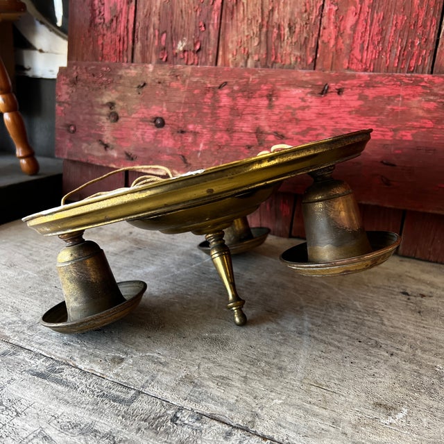 Vintage Brass 3-Arm Chandelier Base With Patina Finish 12" Diameter Intricate Design For Sale - Image 17 of 17