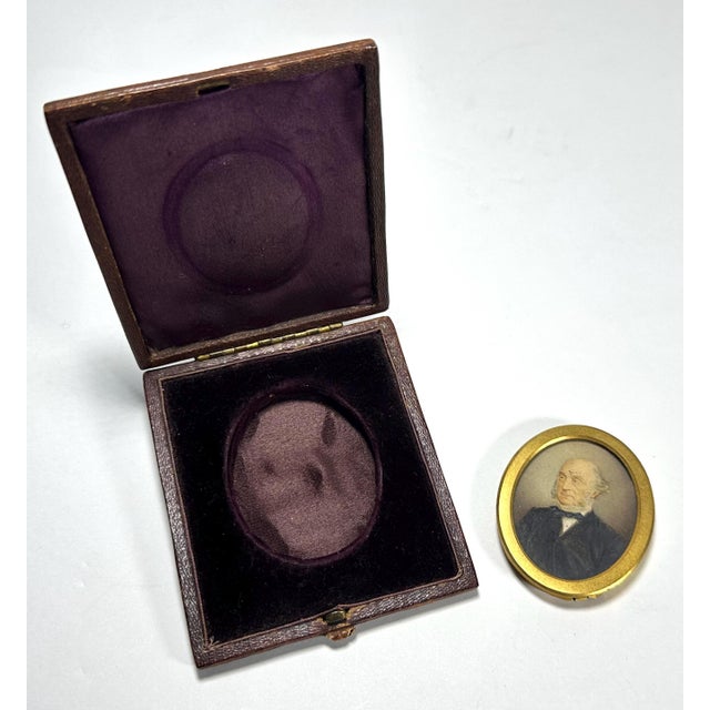 Antique Miniature Portrait Painting of Gentleman in Original Presentation Case For Sale - Image 6 of 10