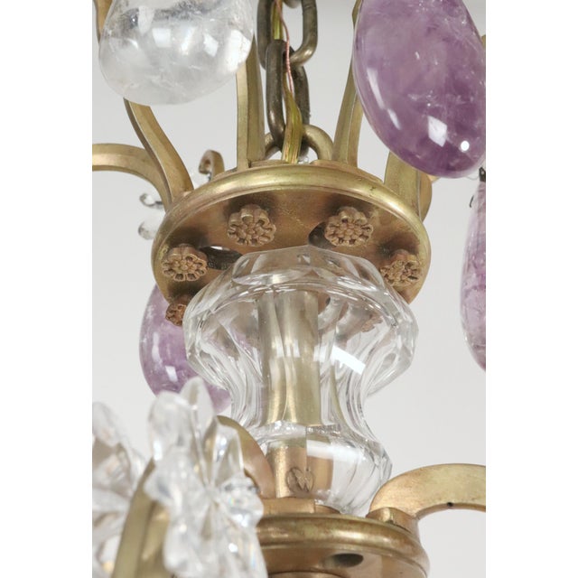 Mid 20th Century Louis XV Amethyst & Clear Rock Crystal Bronze Chandelier For Sale - Image 11 of 16