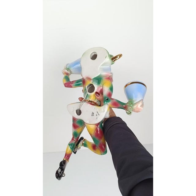 1950s Mid-Century Ceramic Venetian Harlequin Carnival Mask Wall Light, 1950s For Sale - Image 5 of 18