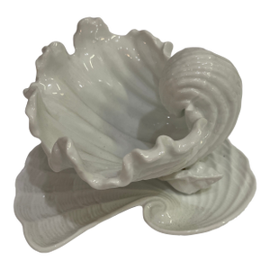 1980s Nautical Collection Footed White Shell Dish With Plate