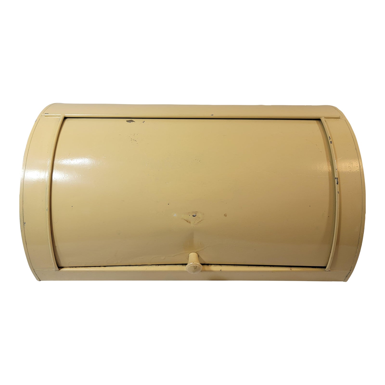 1950's Vintage Metal Roll Top Bread Box Ochre Yellow Chairish