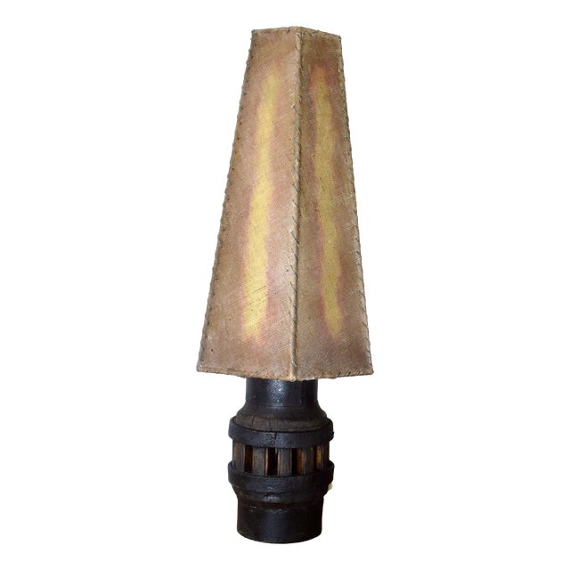 Brutalist Oak Floor Lamp, 1930s For Sale
