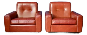 Set of Italian Club Armchairs in Red Leatherette, 1970s