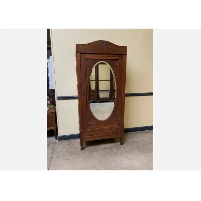 Antique Art Nouveau Linen Wardrobe, 1910 For Sale - Image 6 of 9