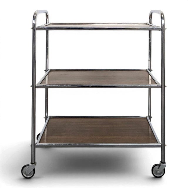 Wood Rolling Wooden and Metal Serving Cart, 1970s For Sale - Image 7 of 7